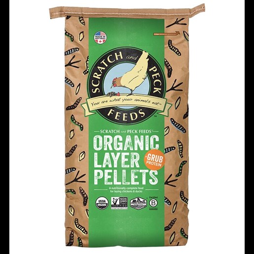Scratch & Peck Naturally Free Organic Layer Pellets + Grub Protein Feed, 35-Lb Bag